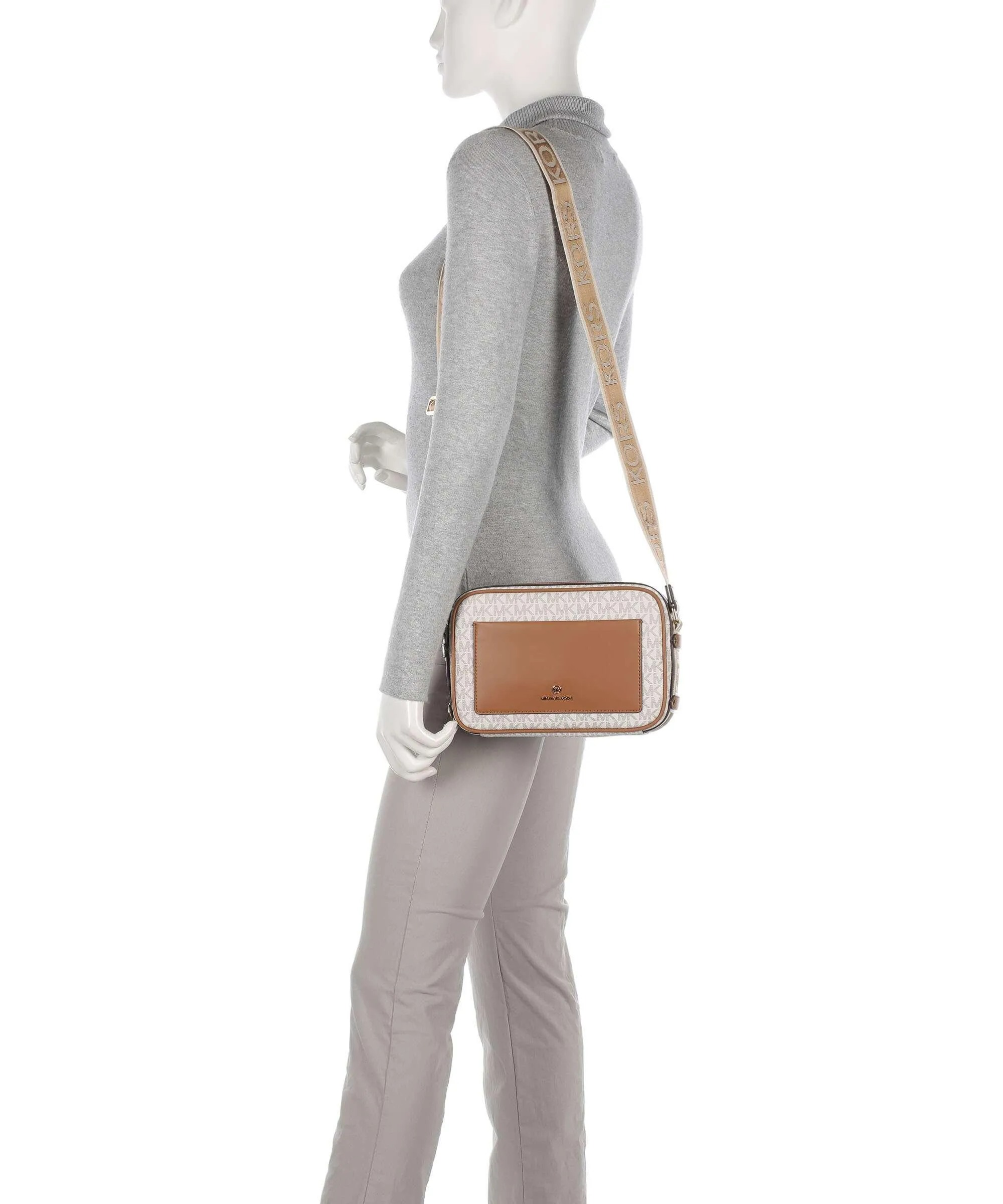  Michael Kors Maeve Borsa a tracolla tela avorio/marrone  