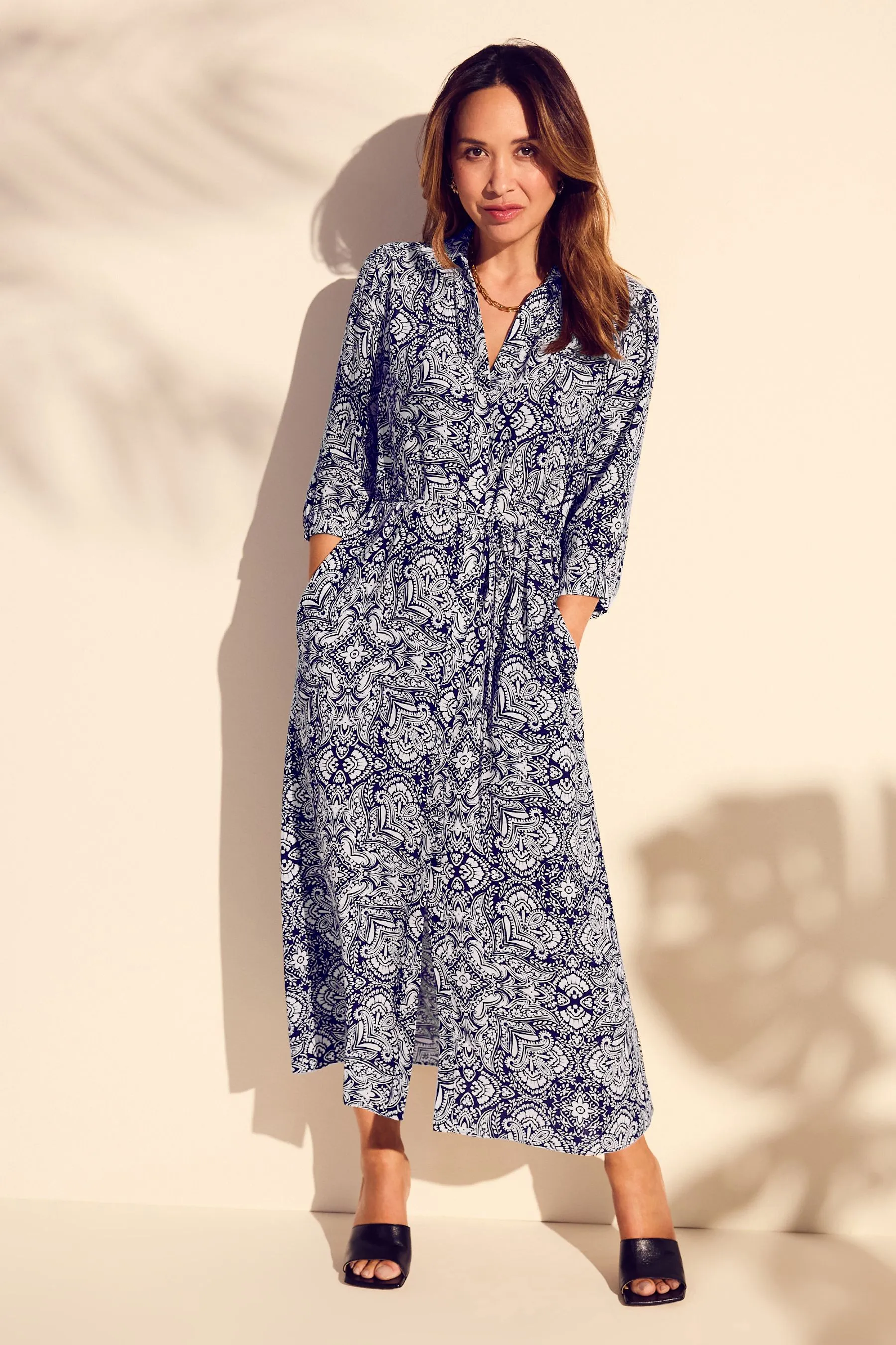 Myleene Klass Blu - Abito chemisier con stampa cachemire