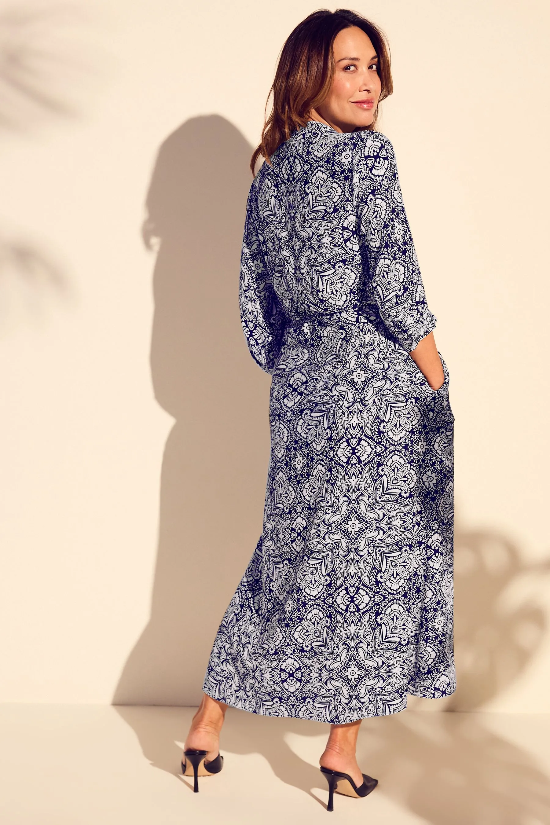 Myleene Klass Blu - Abito chemisier con stampa cachemire