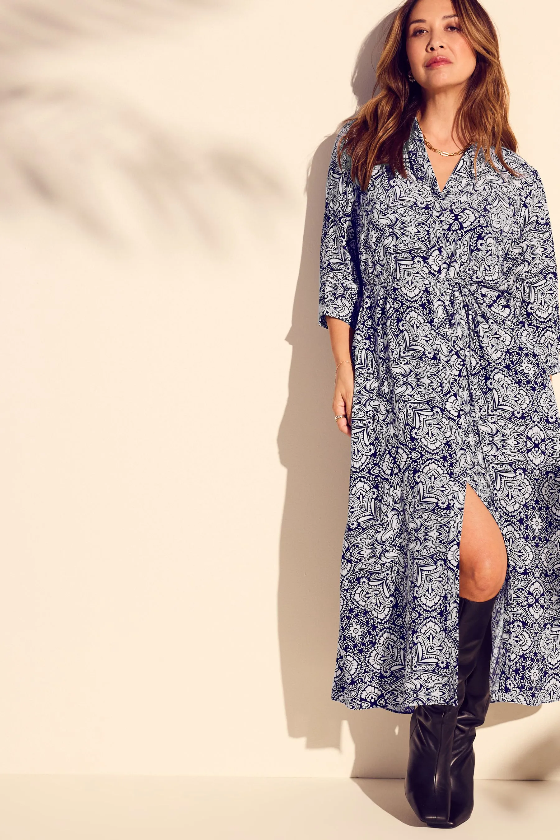 Myleene Klass Blu - Abito chemisier con stampa cachemire