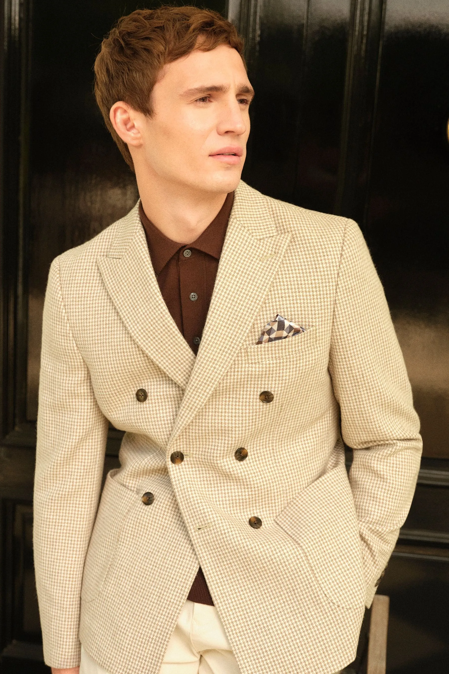 Neutro  - Blazer doppiopetto Blend pied de poule in lana