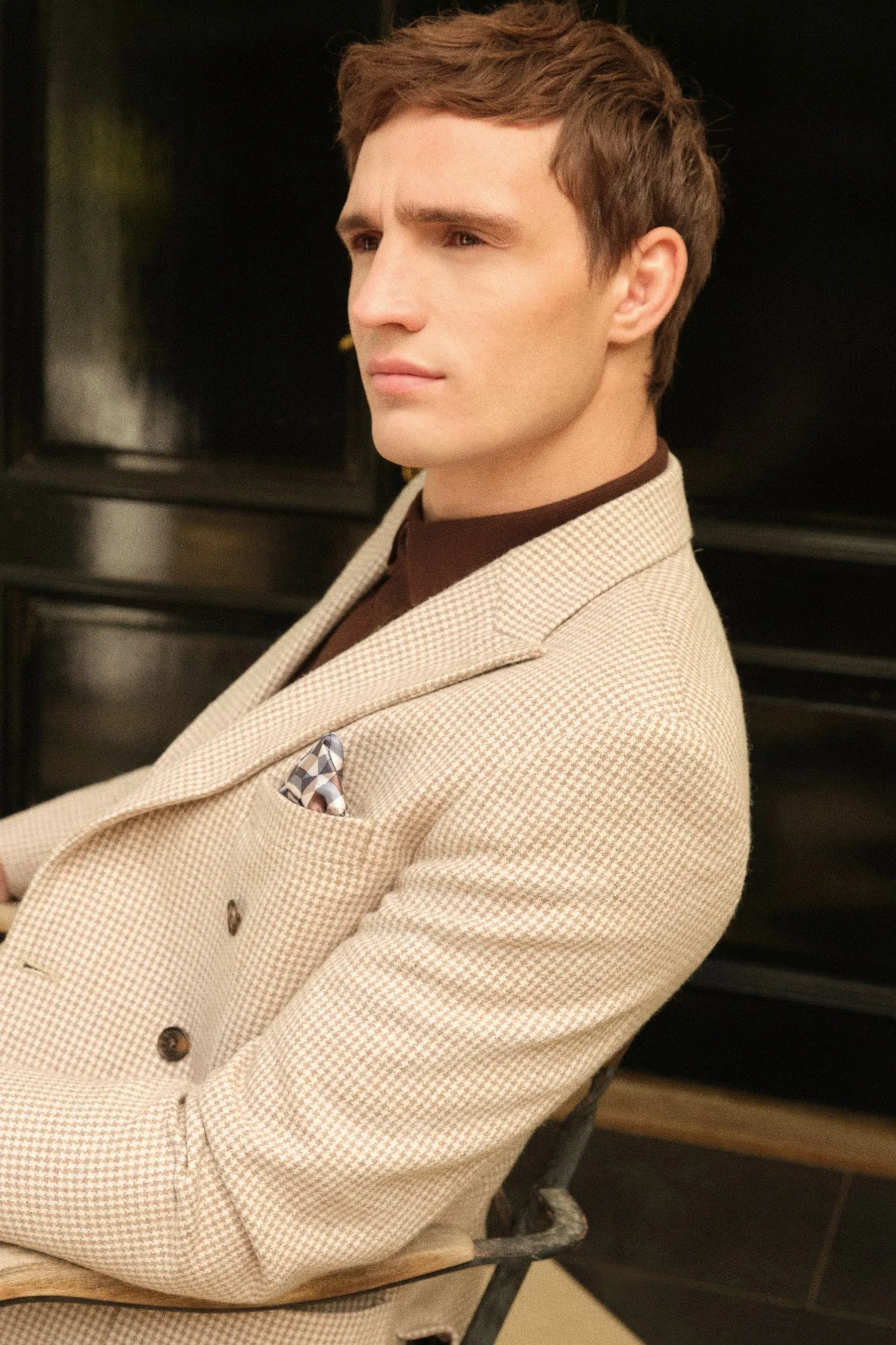 Neutro  - Blazer doppiopetto Blend pied de poule in lana