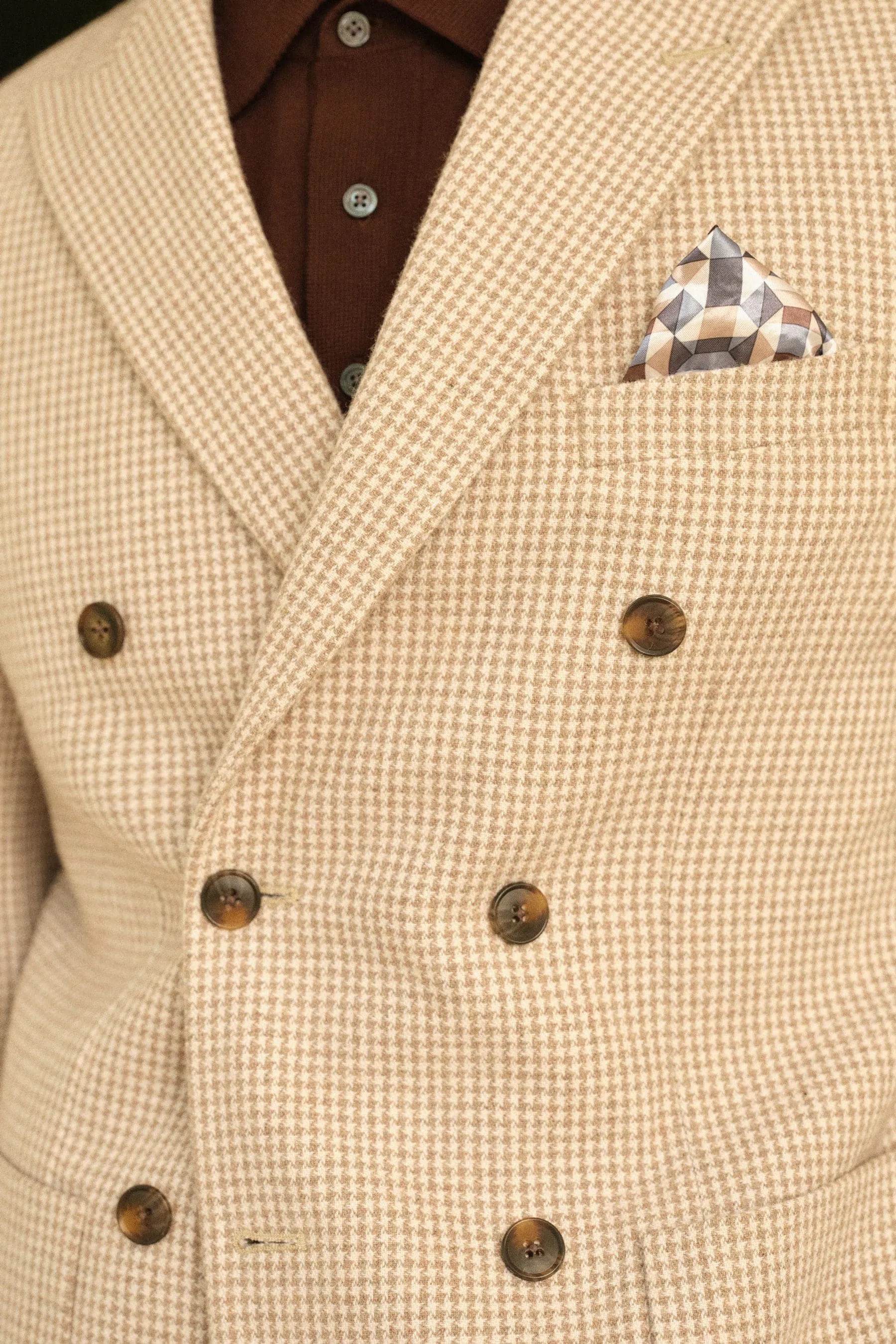 Neutro  - Blazer doppiopetto Blend pied de poule in lana