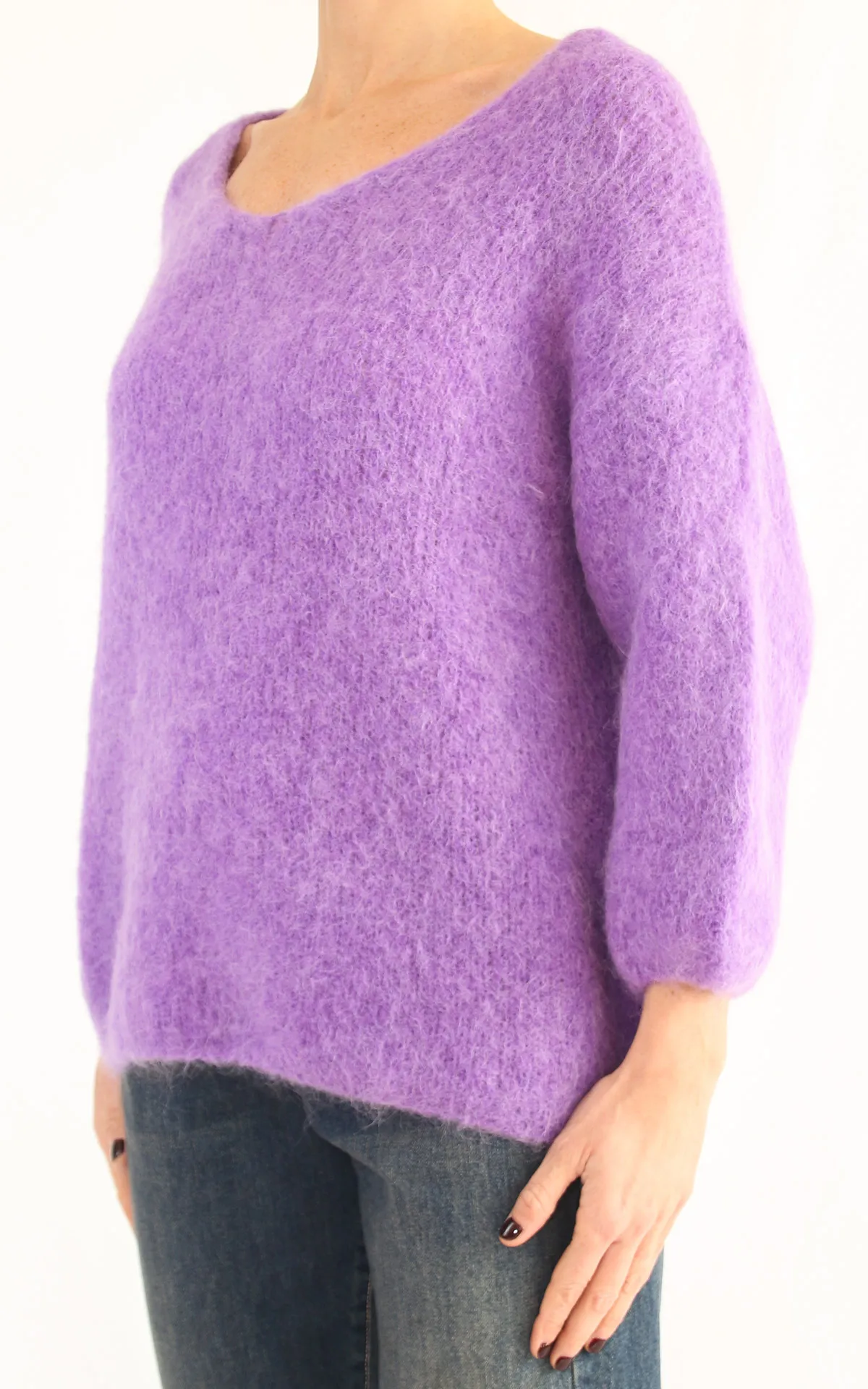 Off-on – Maglia scollo V baby alpaca – viola