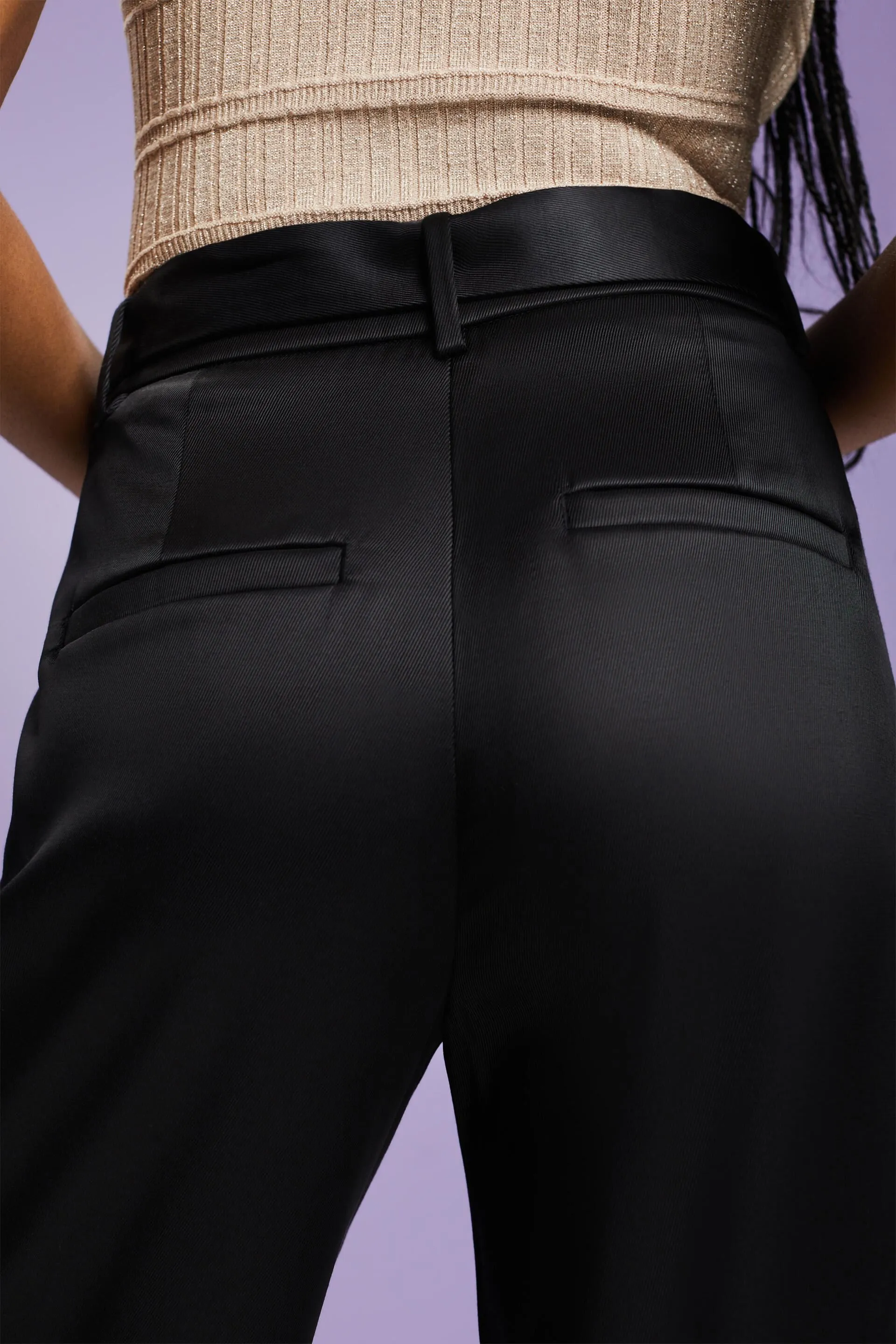 Pantaloni a gamba larga in raso