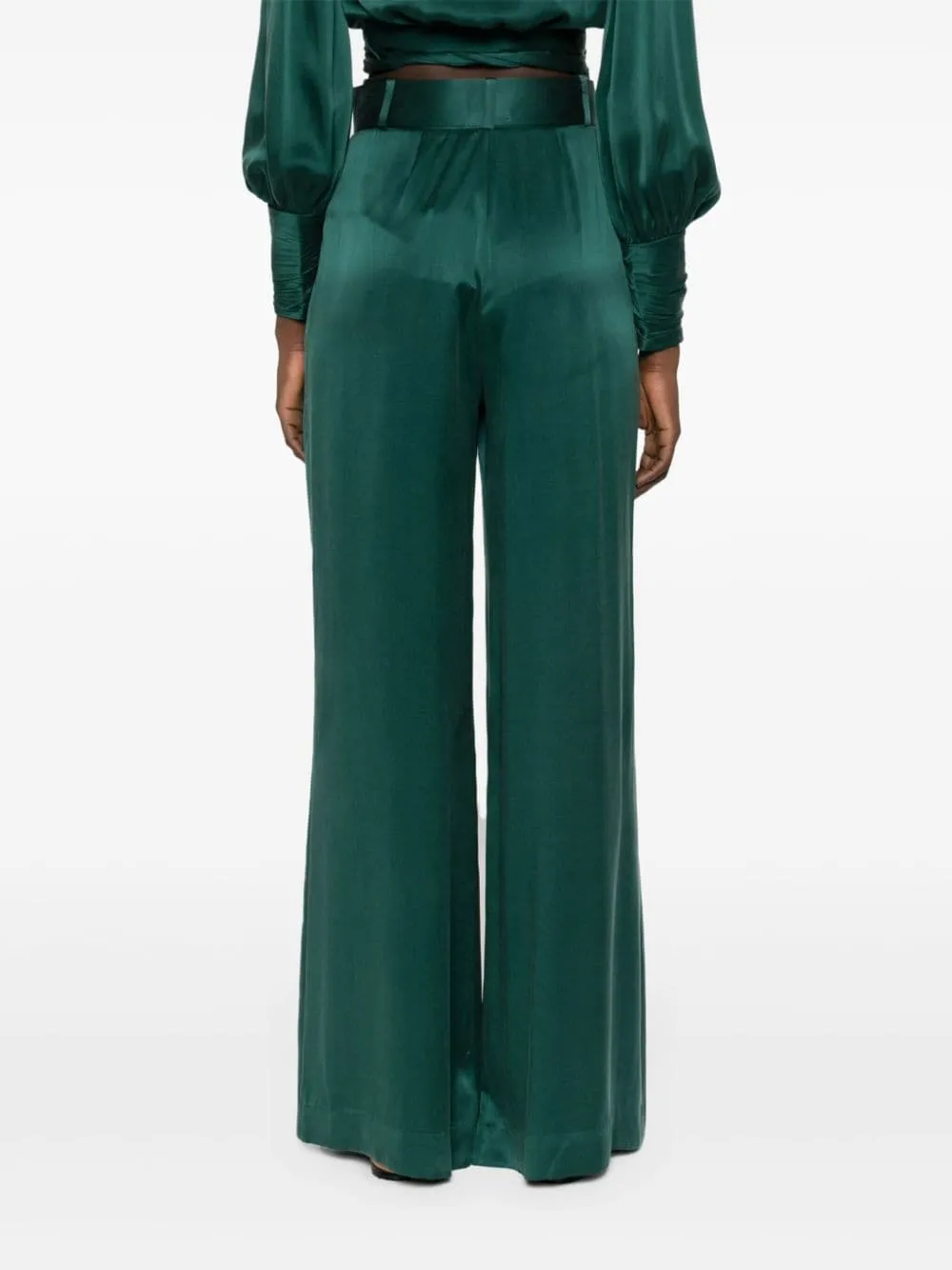 Pantaloni a palazzo con cintura in verde - donna