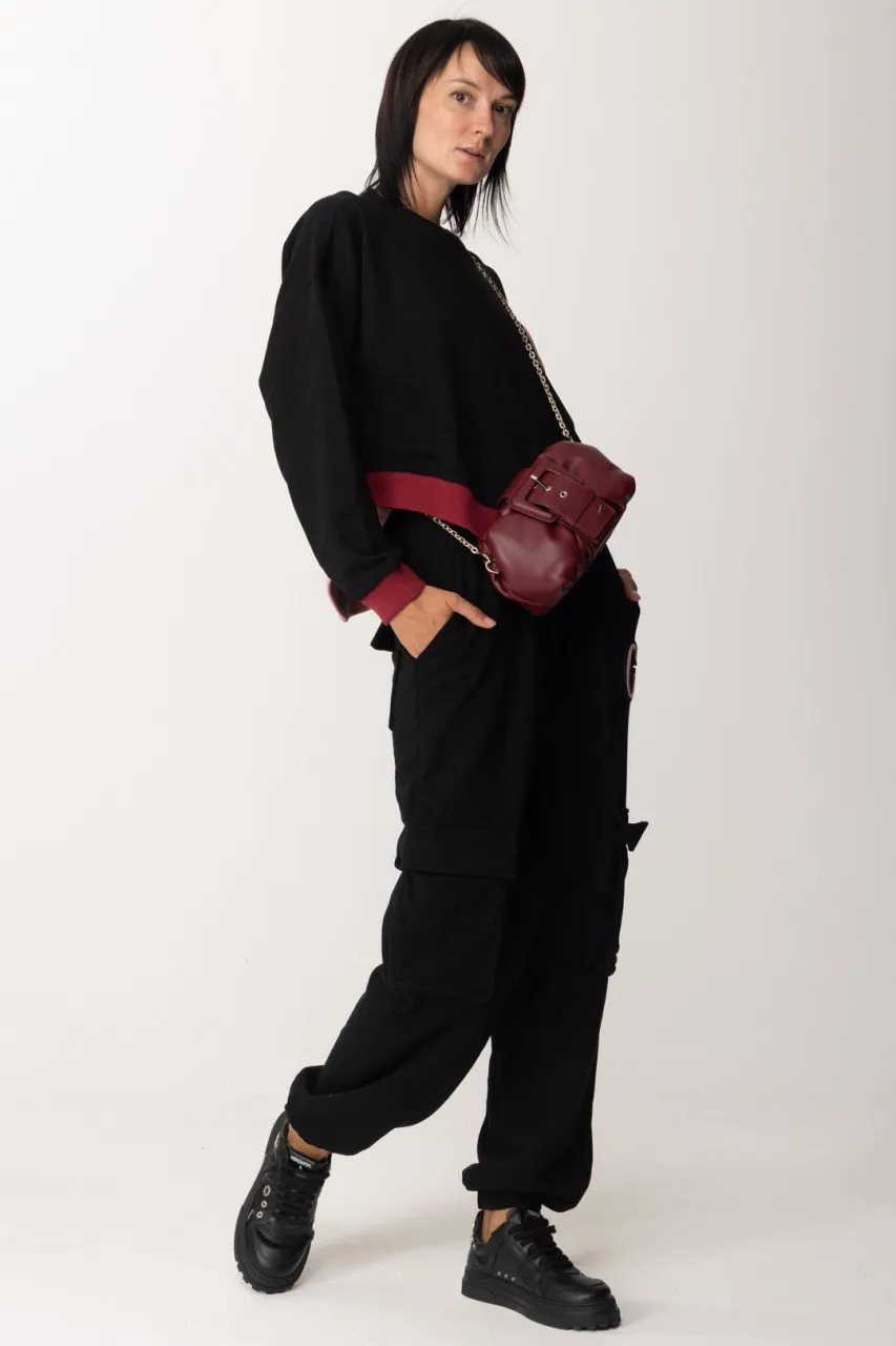 Pantaloni cargo in felpa Nero