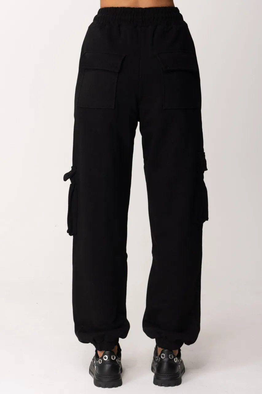 Pantaloni cargo in felpa Nero