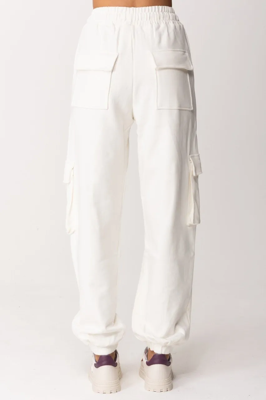 Pantaloni cargo in felpa Offwhite