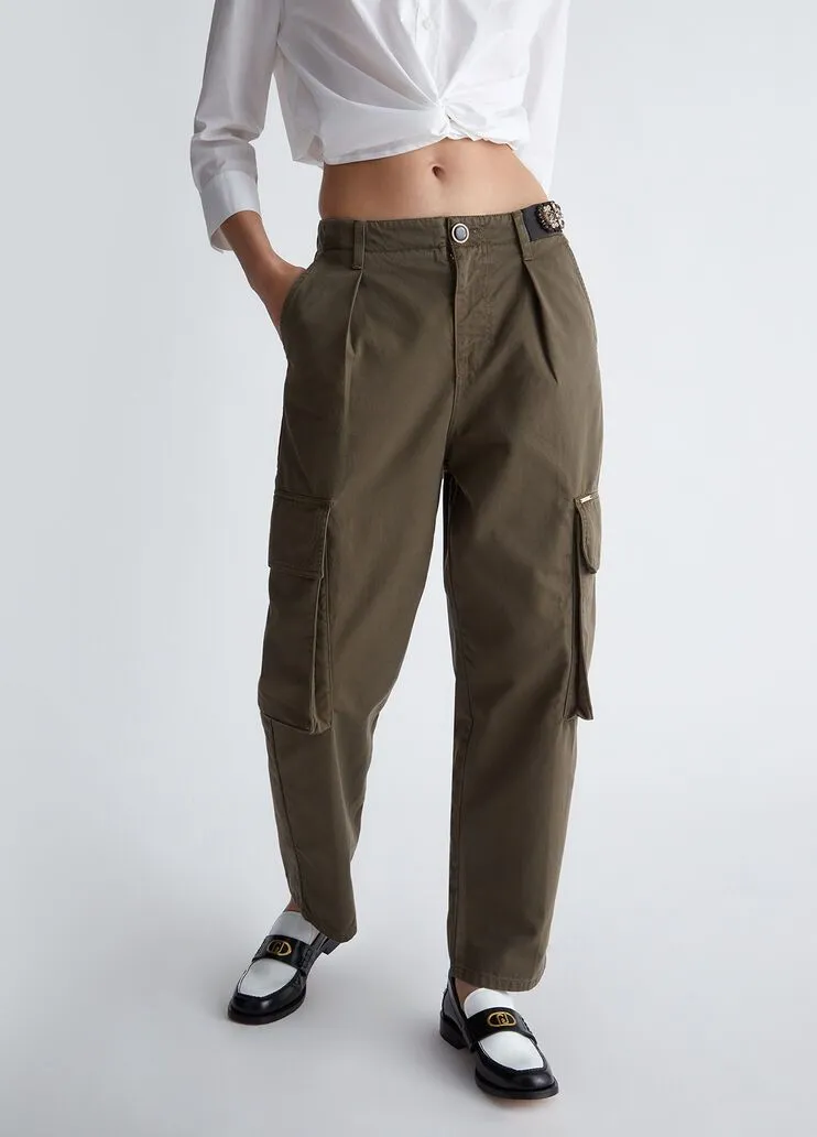 Pantaloni cargo in gabardina liu jo
