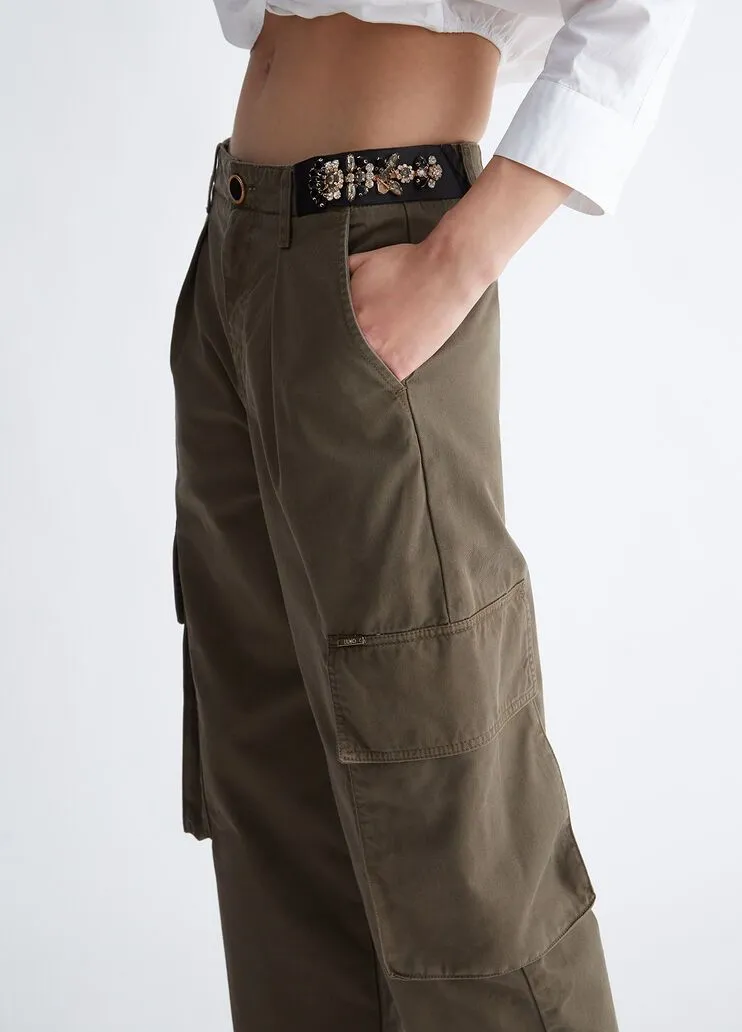 Pantaloni cargo in gabardina liu jo