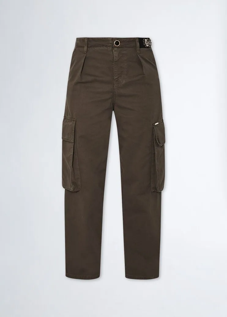 Pantaloni cargo in gabardina liu jo