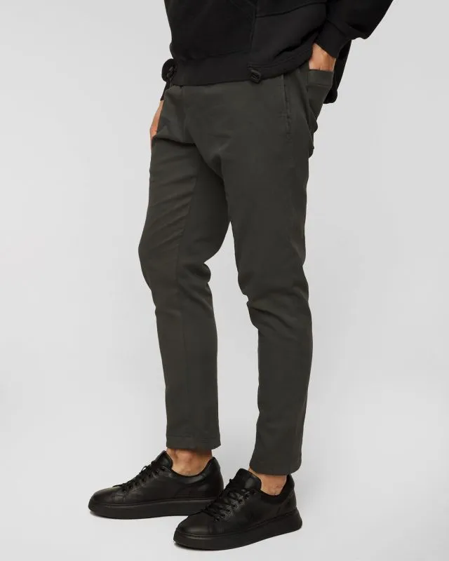 Pantaloni grigio scuro in lana da uomo Dondup Pantalone Dom
