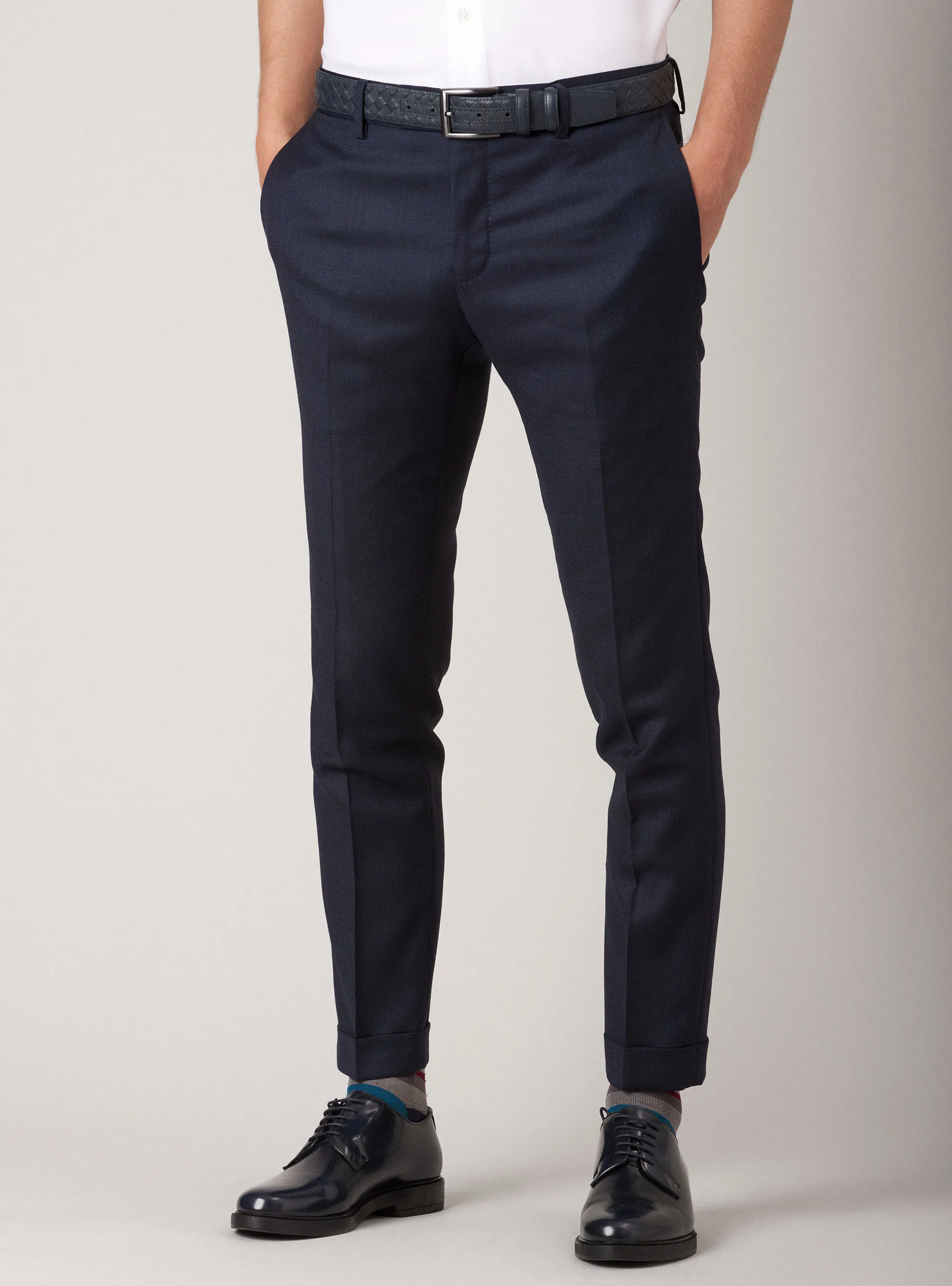 Pantaloni in lana armaturata superfine 100's