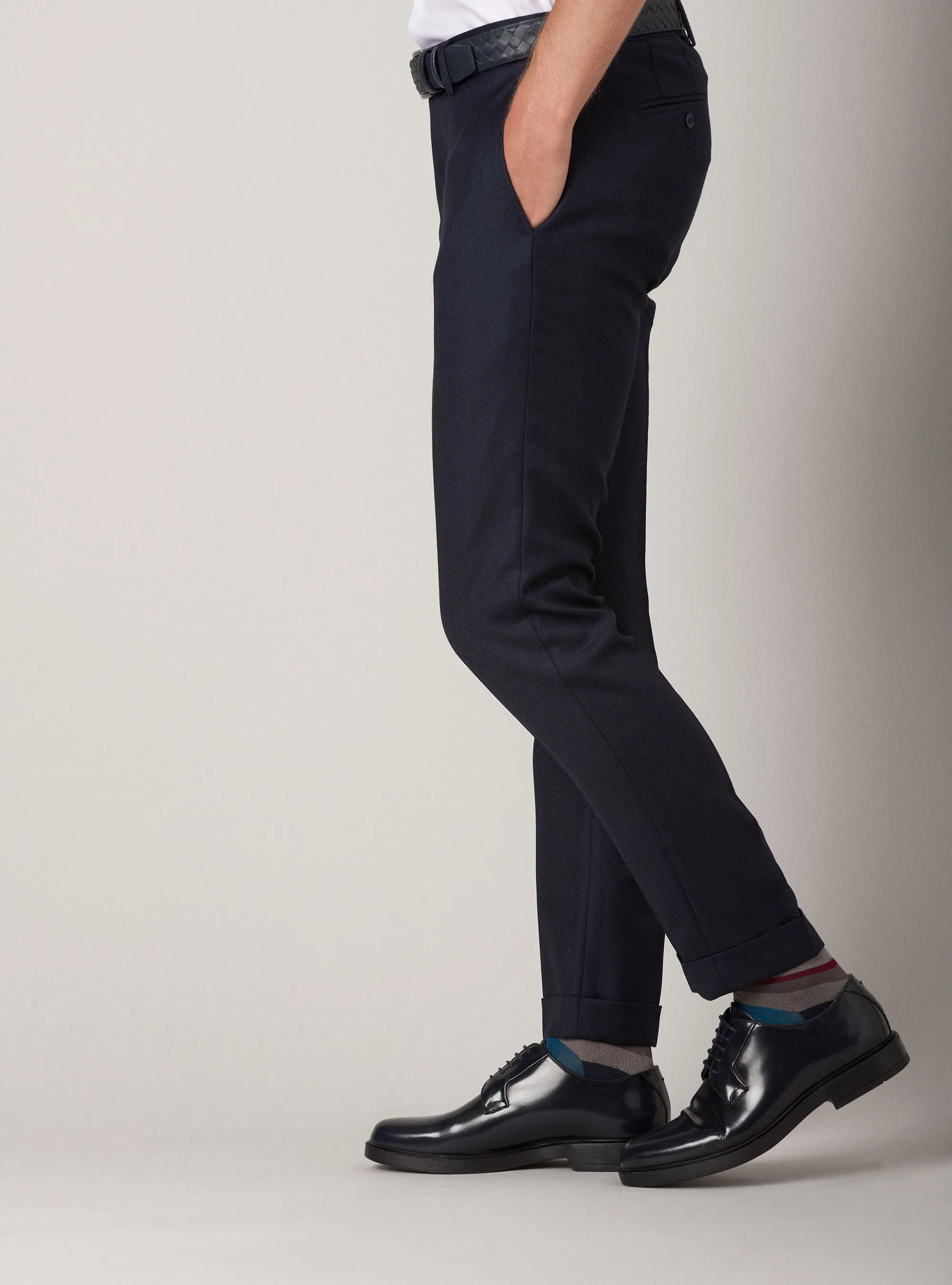 Pantaloni in lana armaturata superfine 100's