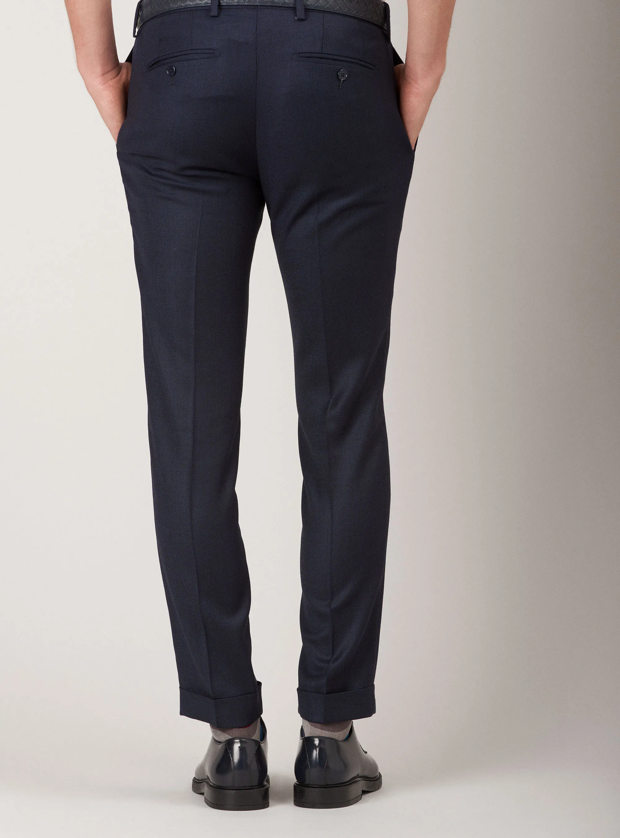 Pantaloni in lana armaturata superfine 100's