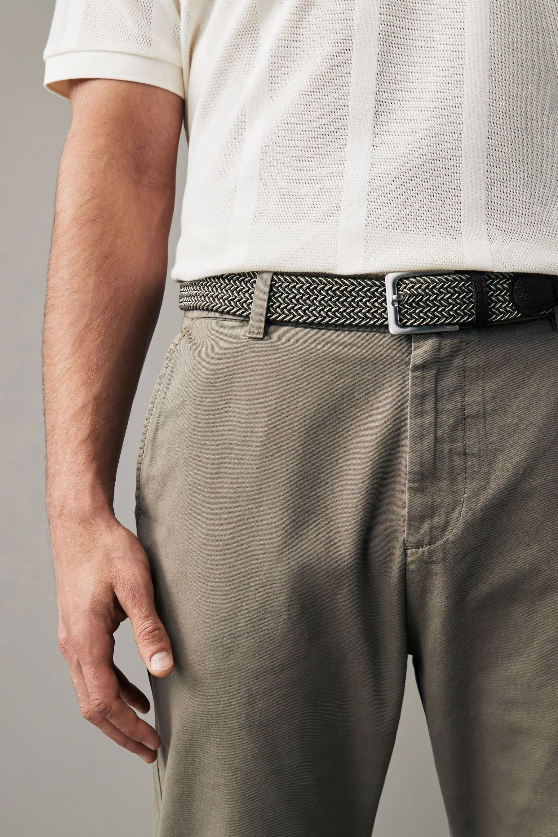 Pantaloni in misto lino con cintura