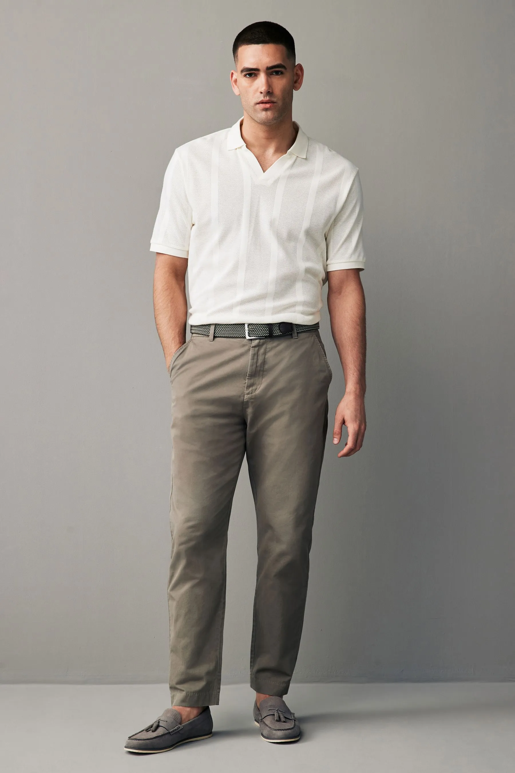 Pantaloni in misto lino con cintura
