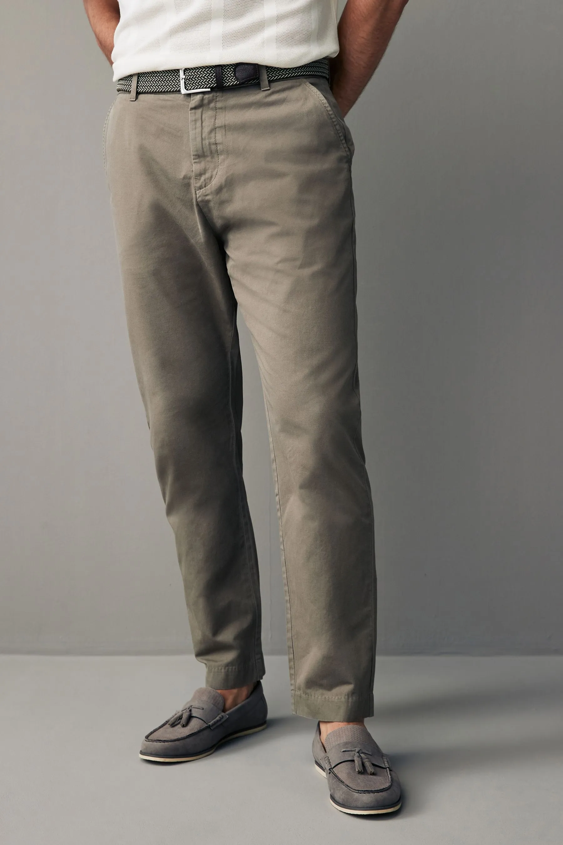 Pantaloni in misto lino con cintura