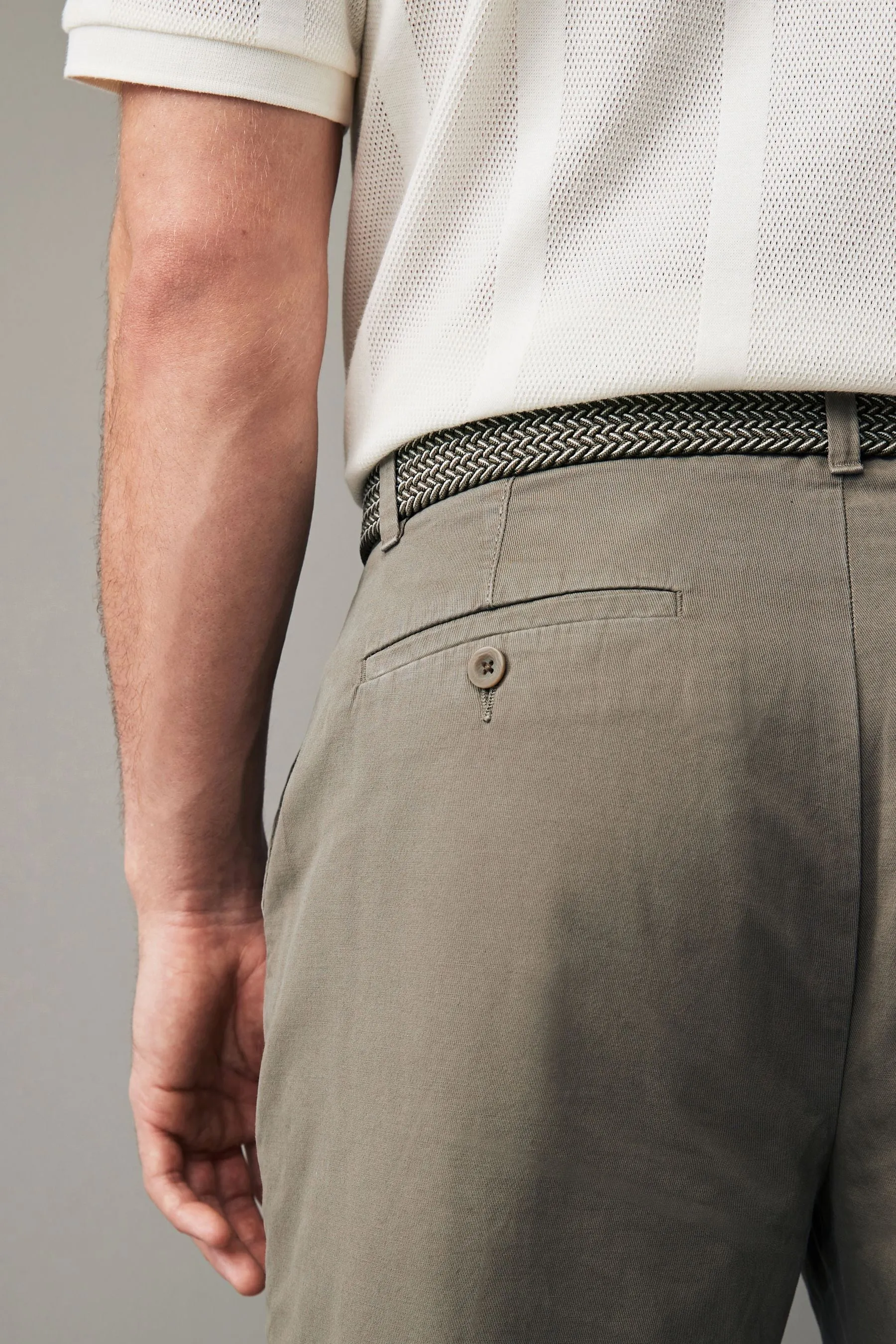 Pantaloni in misto lino con cintura