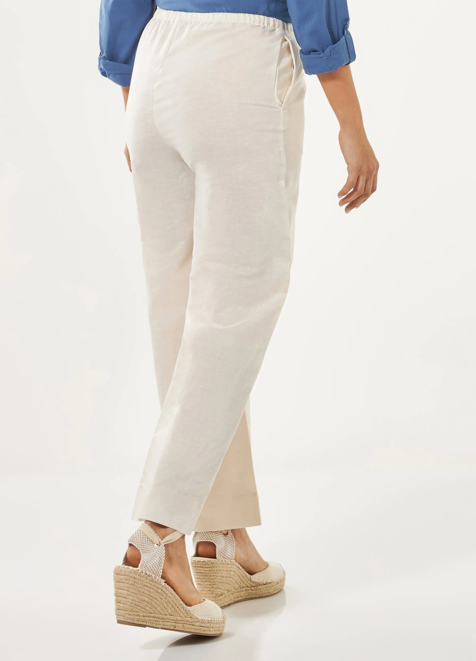 Pantaloni in misto lino donna