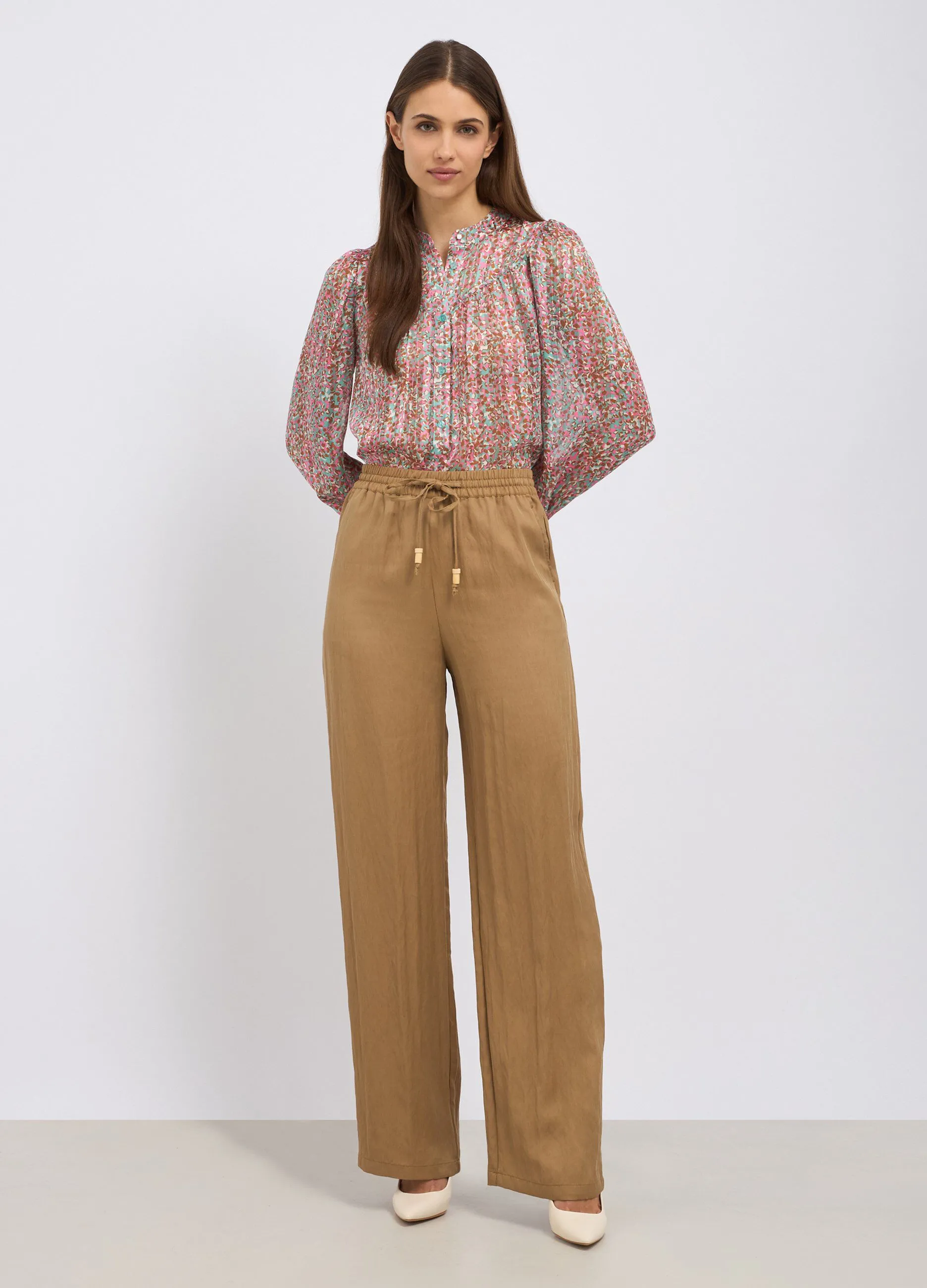 Pantaloni in misto lyocell donna