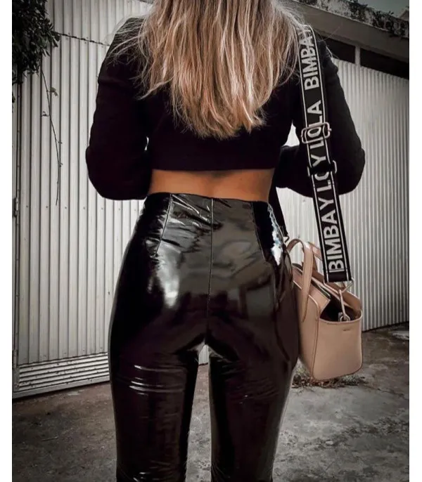 Pantaloni in vinile tigressa