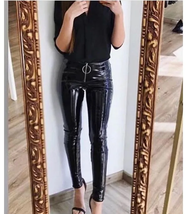Pantaloni in vinile tigressa