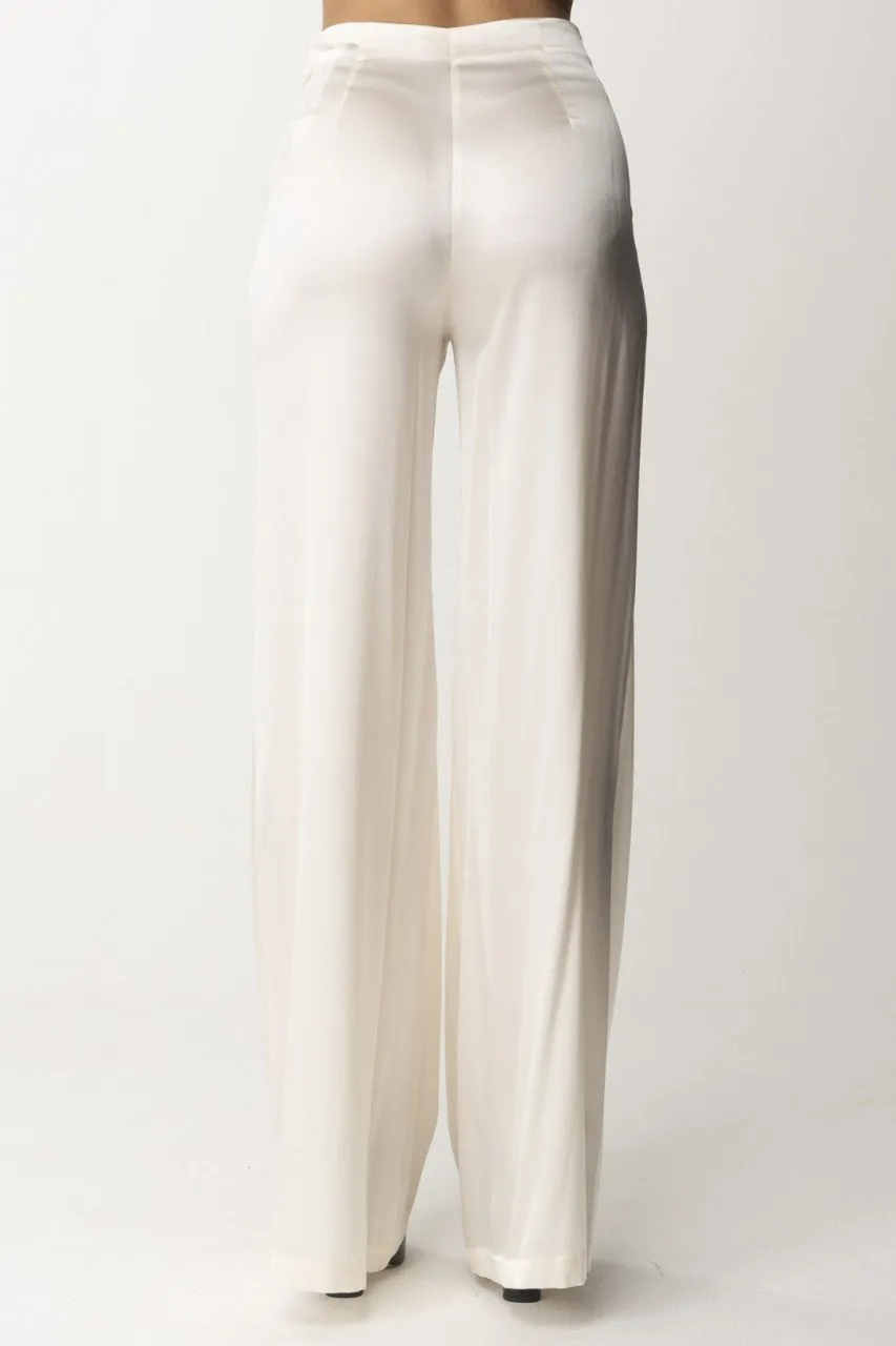 Pantaloni palazzo in crepe fluido Burro