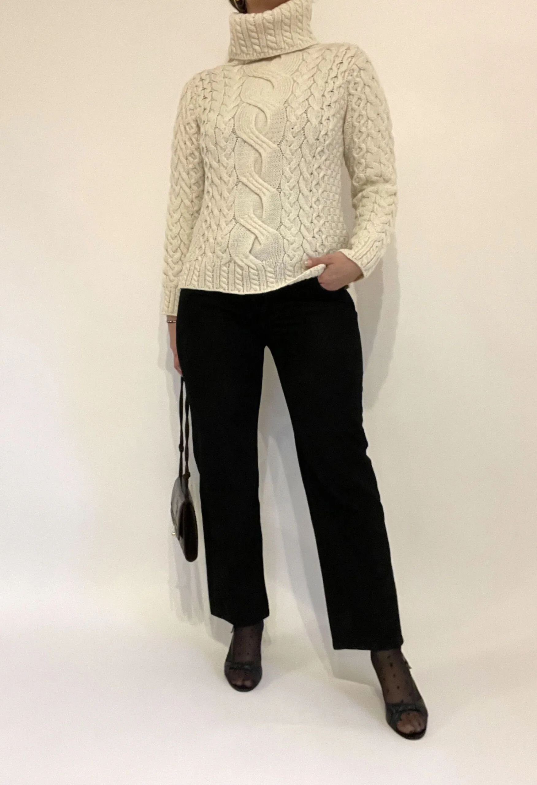 Pantaloni vintage in vero camoscio nero