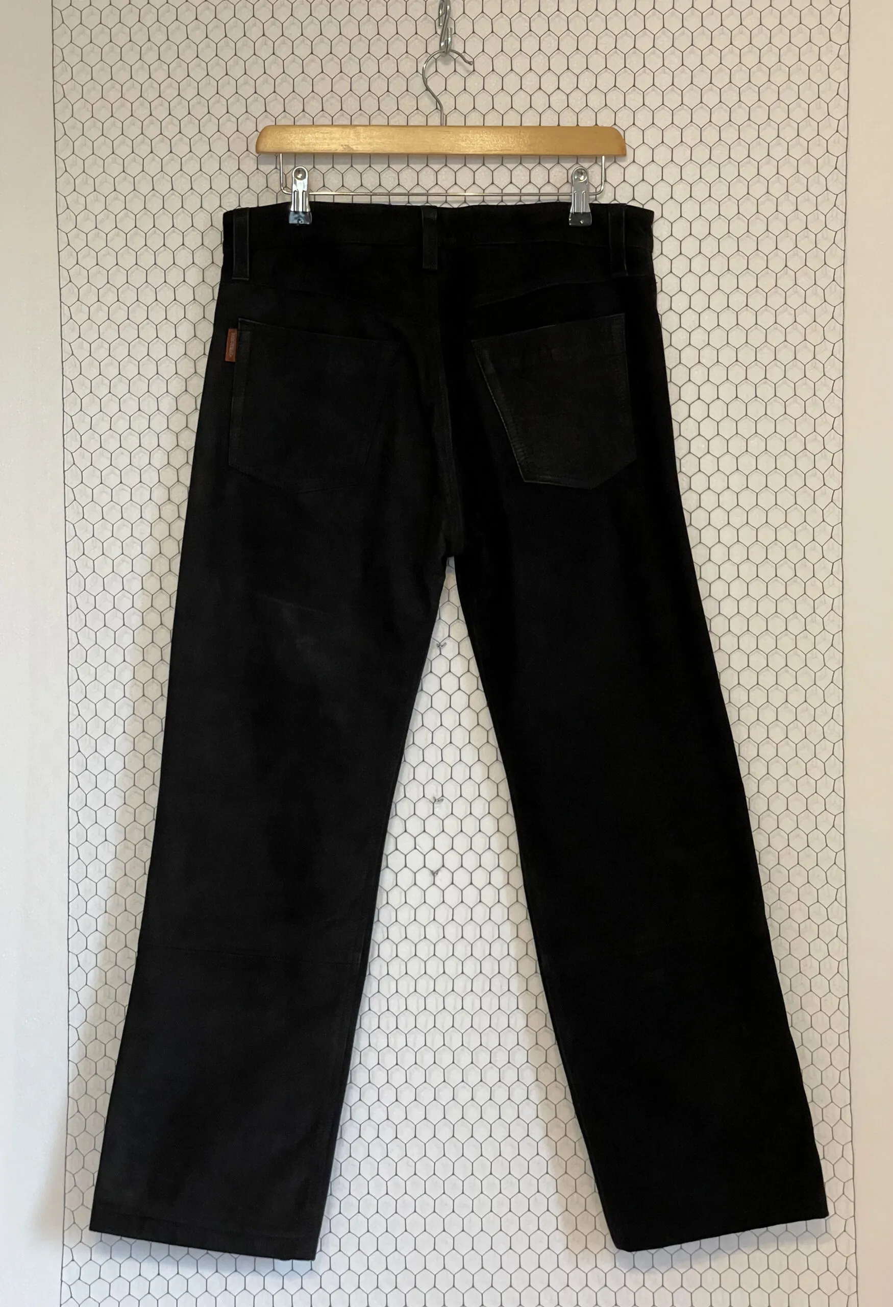 Pantaloni vintage in vero camoscio nero
