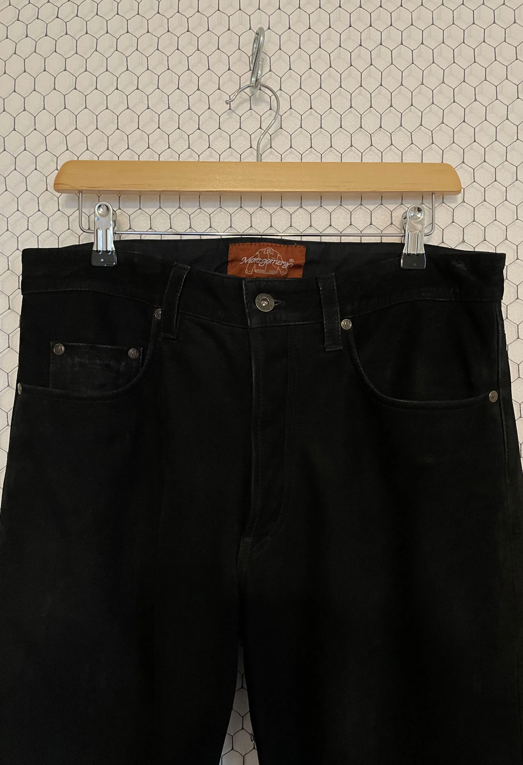 Pantaloni vintage in vero camoscio nero