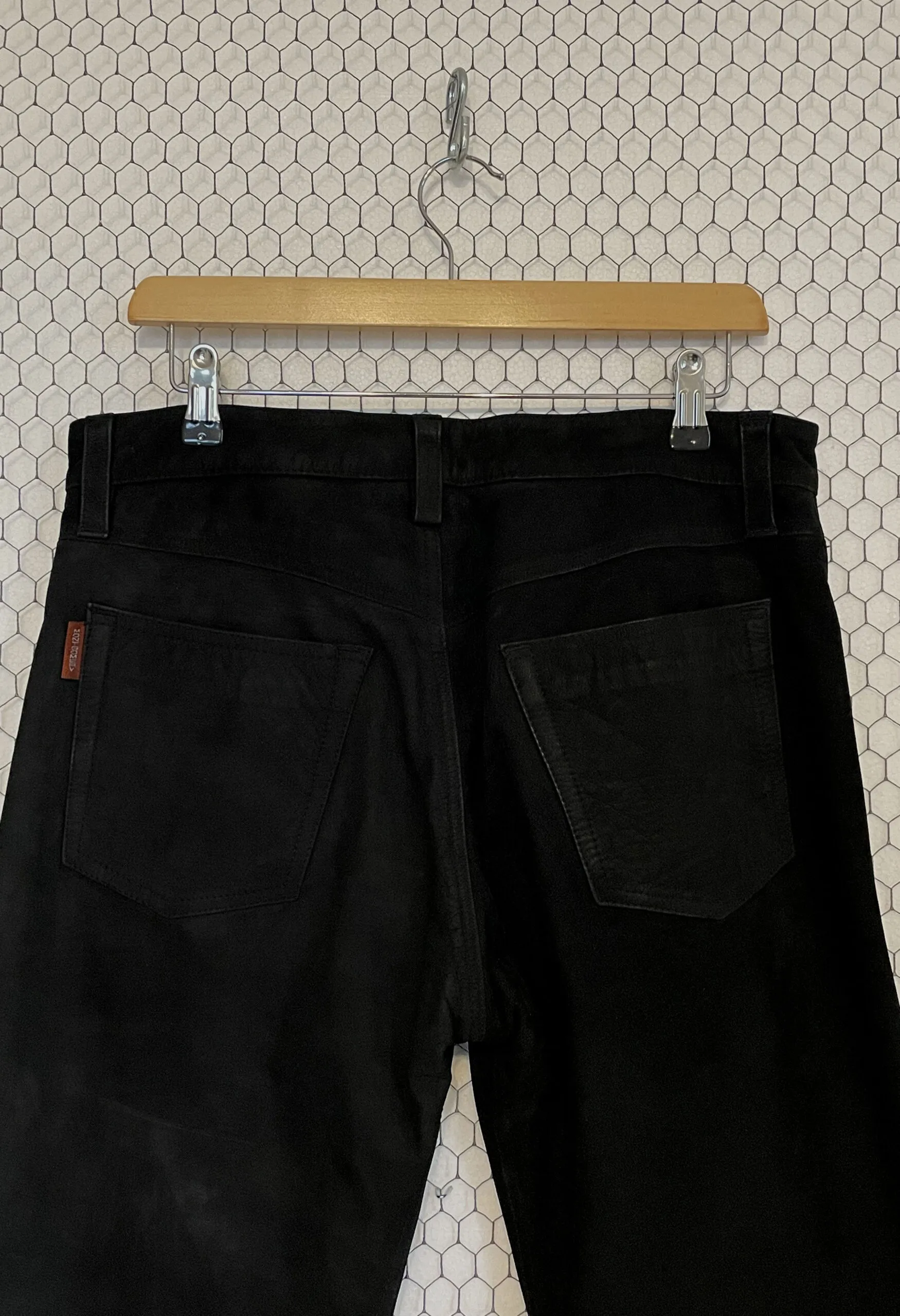 Pantaloni vintage in vero camoscio nero