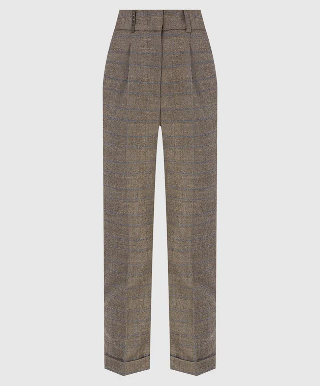 Peserico Pantaloni in lana a quadri con catene P0492604526