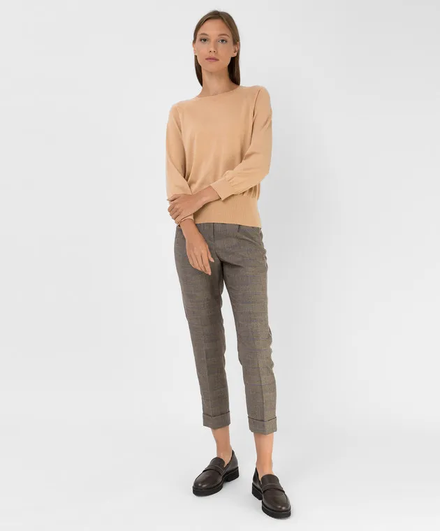 Peserico Pantaloni in lana a quadri con catene P0492604526