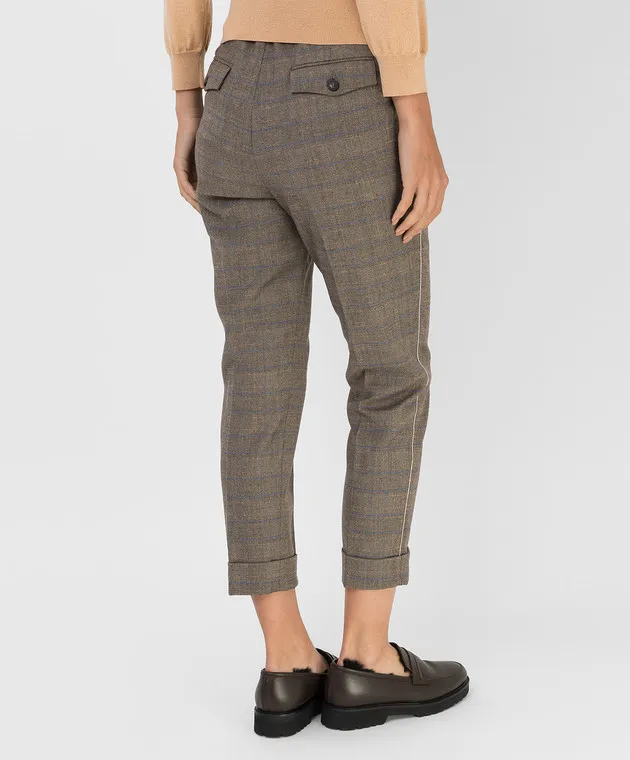Peserico Pantaloni in lana a quadri con catene P0492604526