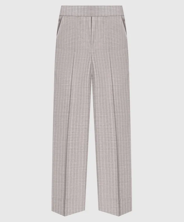 Peserico Pantaloni in lana a righe grigie P0473805831