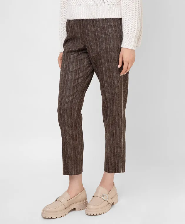 Peserico Pantaloni in lana a righe P04572U08313