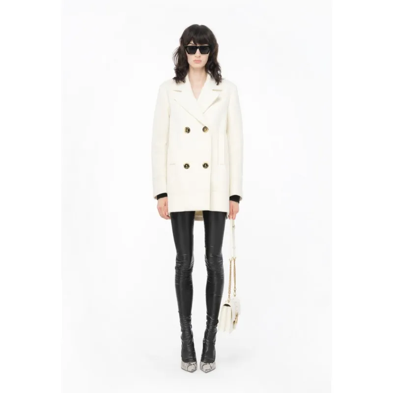 PINKO cappotto caban EXPORT in panno BIANCO