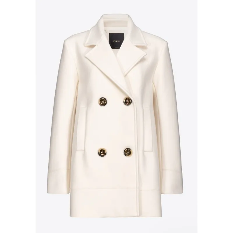 PINKO cappotto caban EXPORT in panno BIANCO