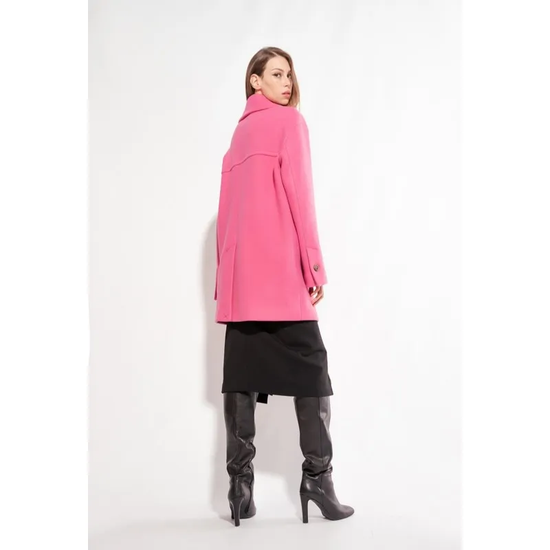 PINKO cappotto COLOMBE caban in panno lavato FUCHSIA