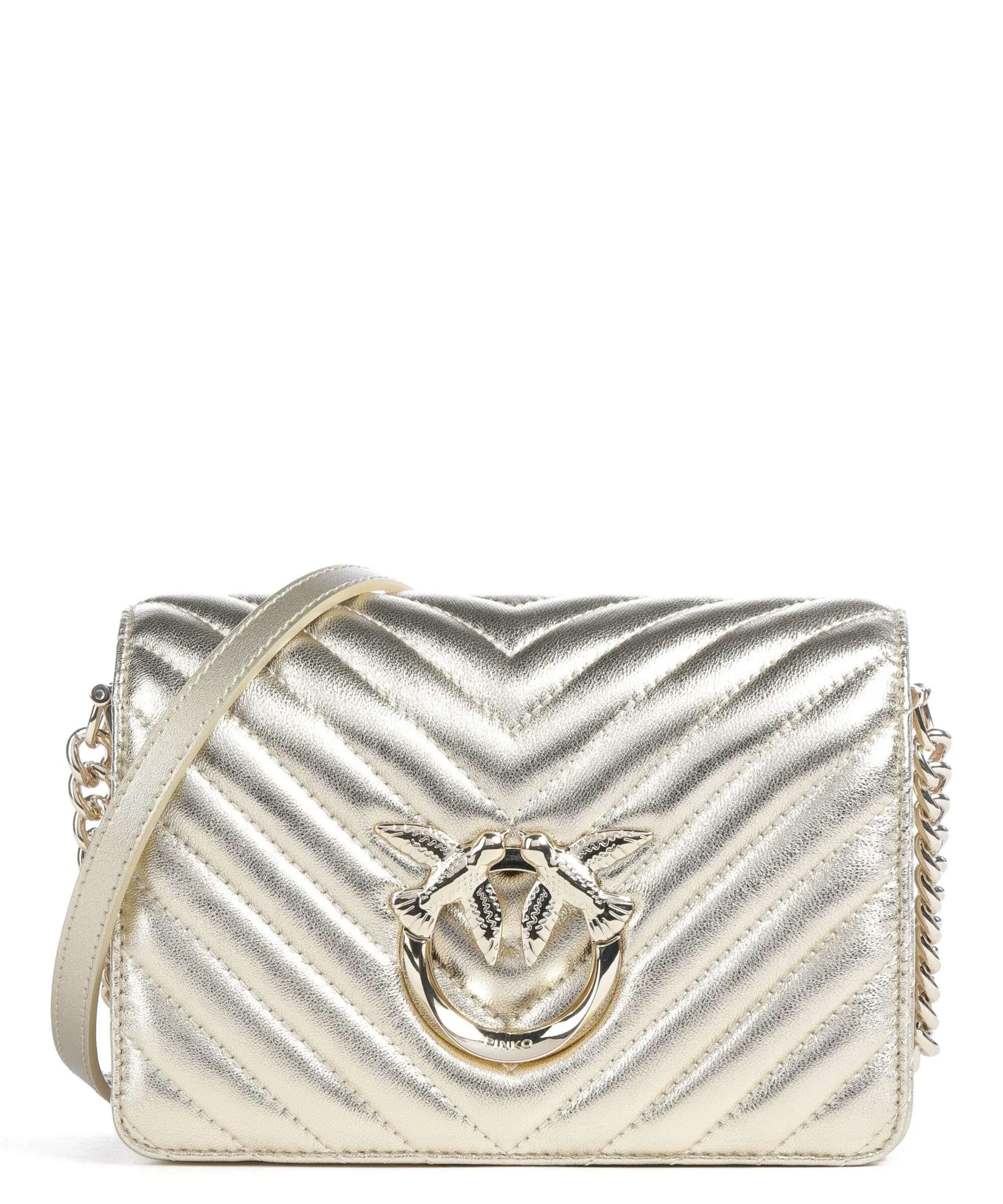  Pinko Love Click Mini Borsa a tracolla pelle di pecora oro  