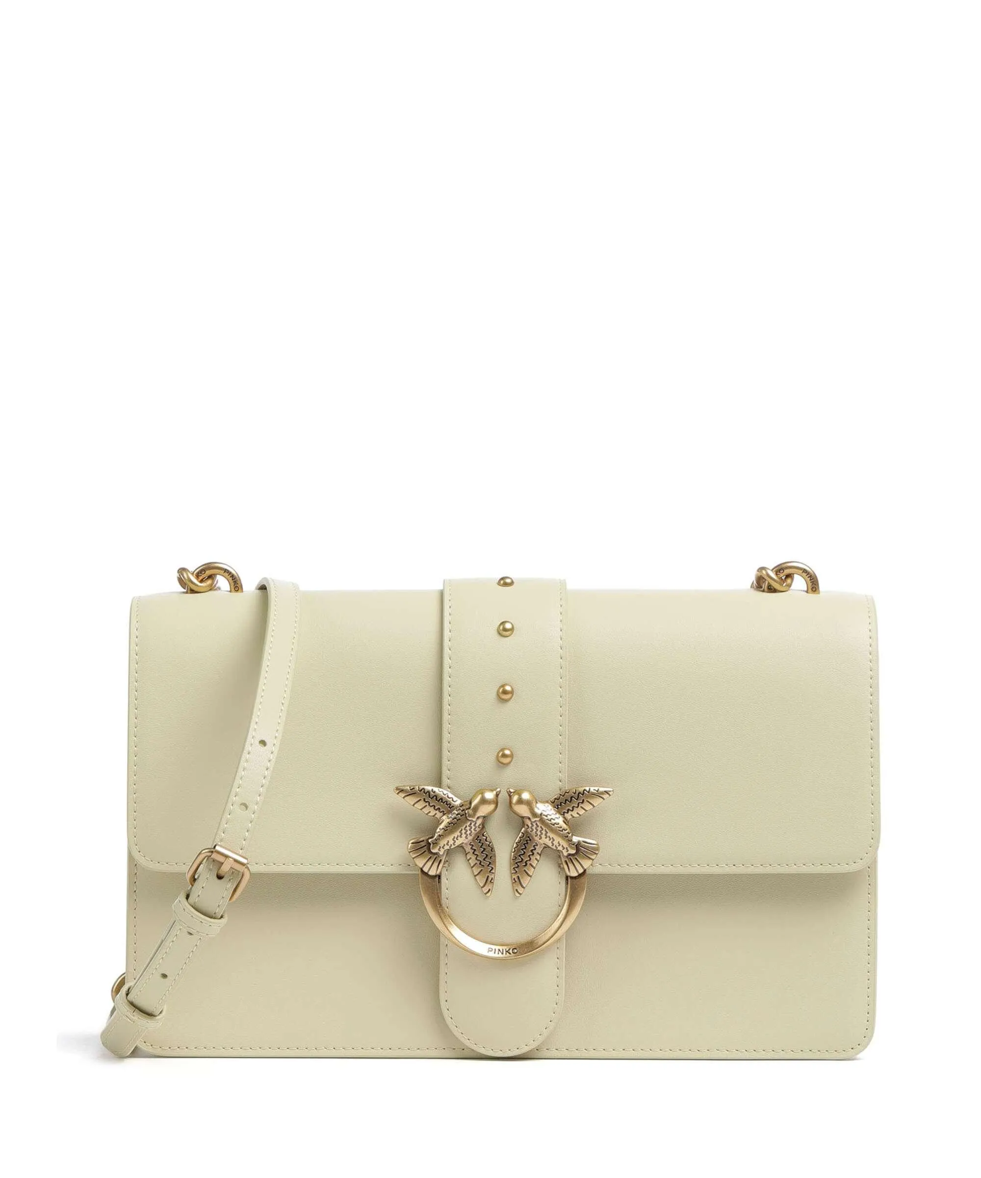  Pinko Love One Classic Borsa a tracolla pelle di vacchetta finemente grana giallo vaniglia  