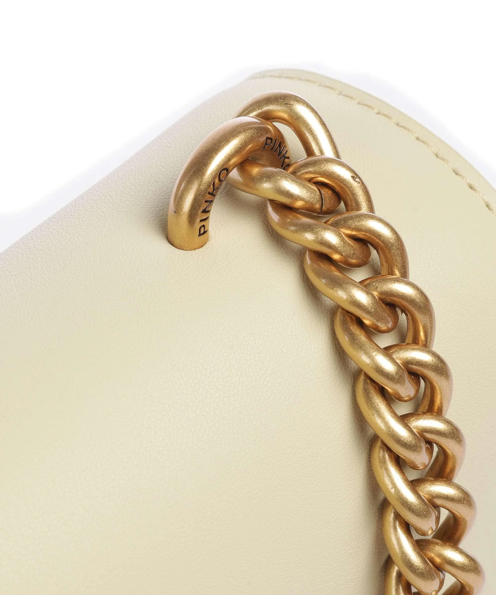  Pinko Love One Classic Borsa a tracolla pelle di vacchetta finemente grana giallo vaniglia  