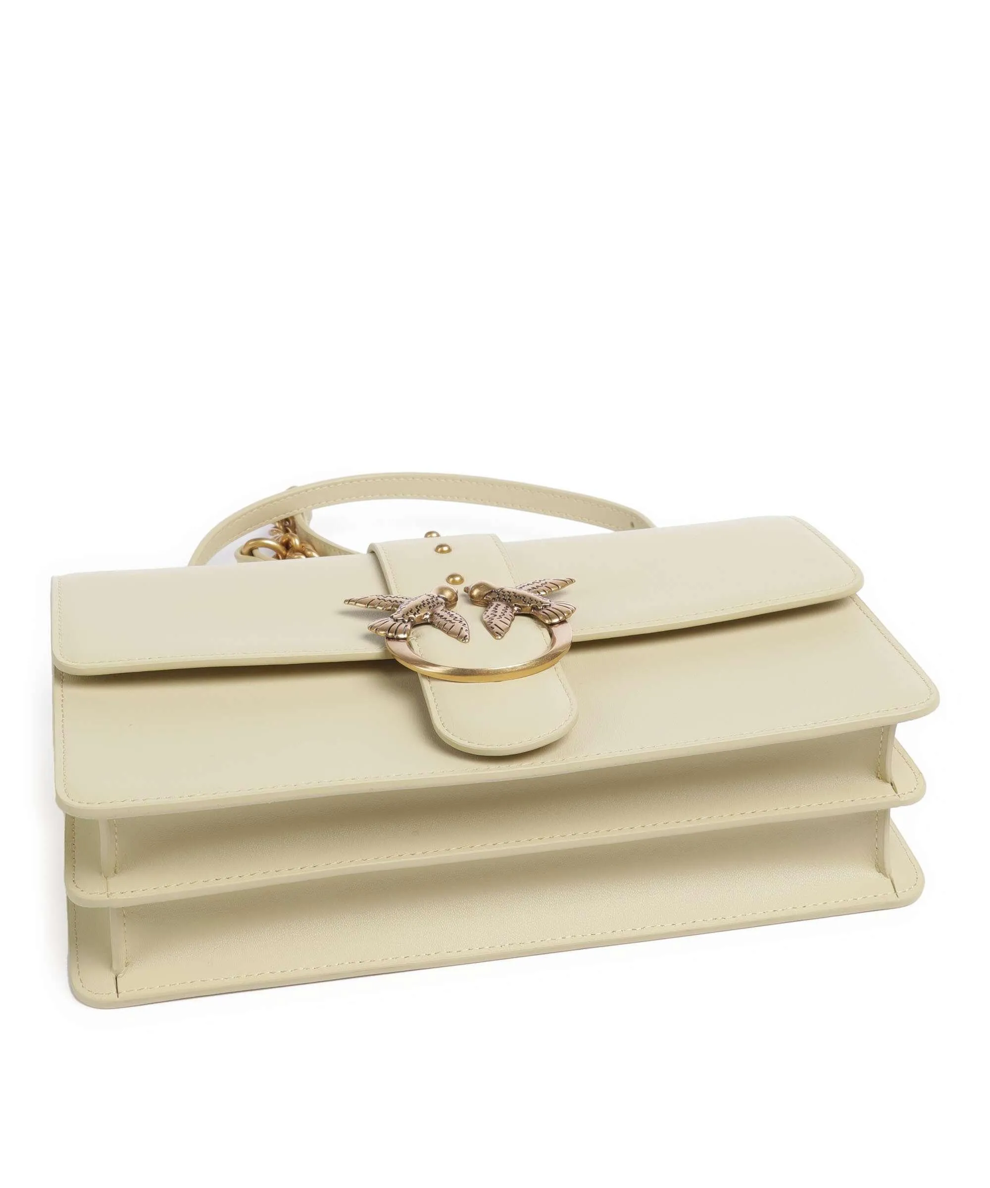  Pinko Love One Classic Borsa a tracolla pelle di vacchetta finemente grana giallo vaniglia  