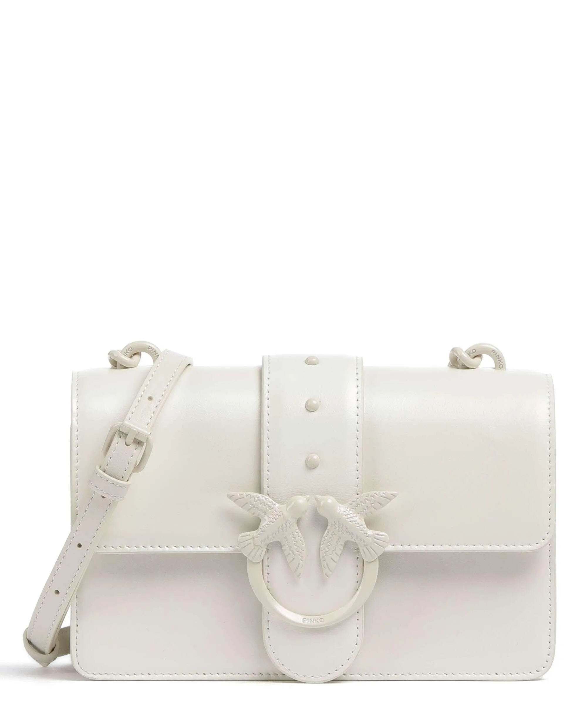  Pinko Love One Mini Borsa a tracolla pelle a grana fine bianco  