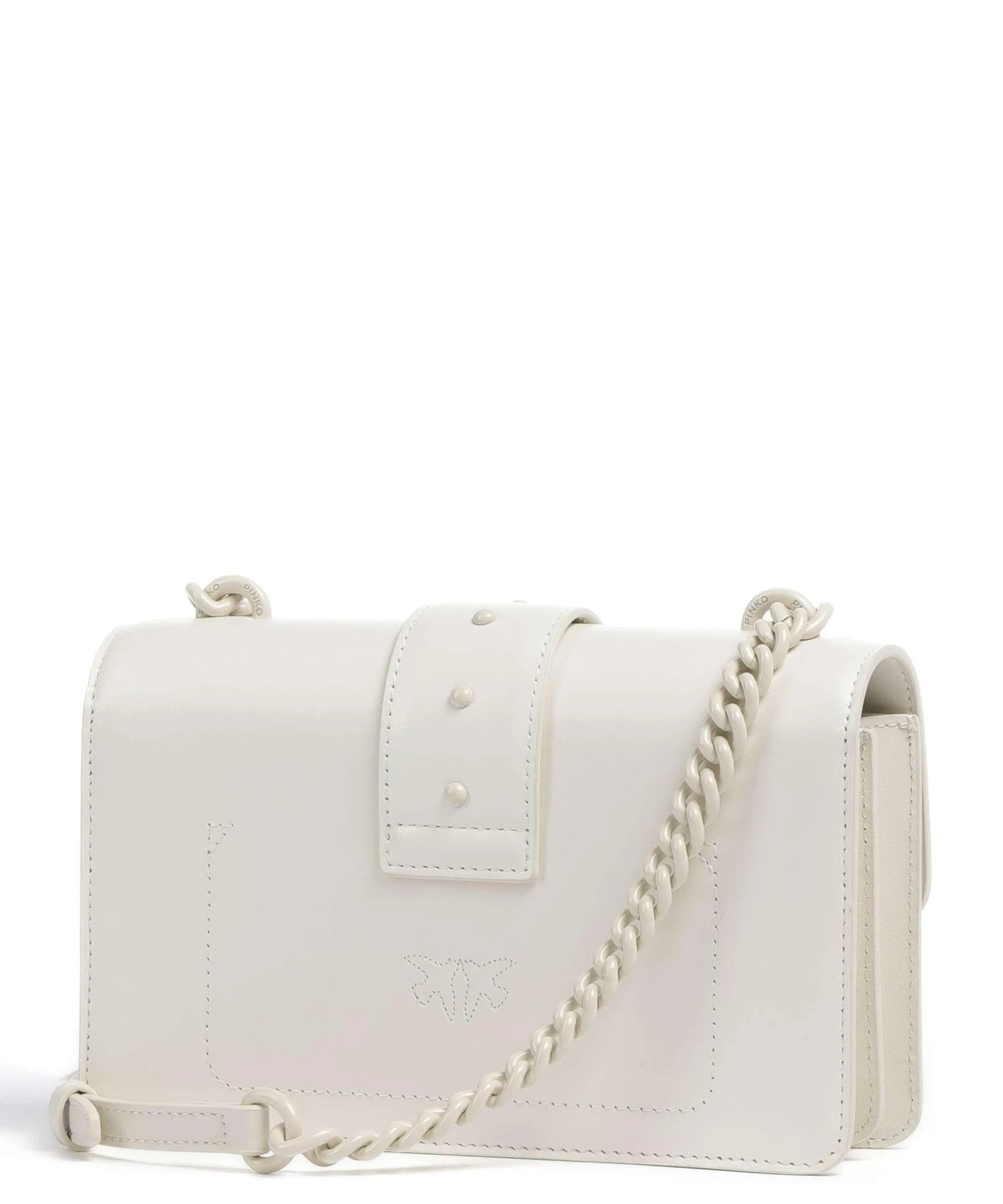  Pinko Love One Mini Borsa a tracolla pelle a grana fine bianco  