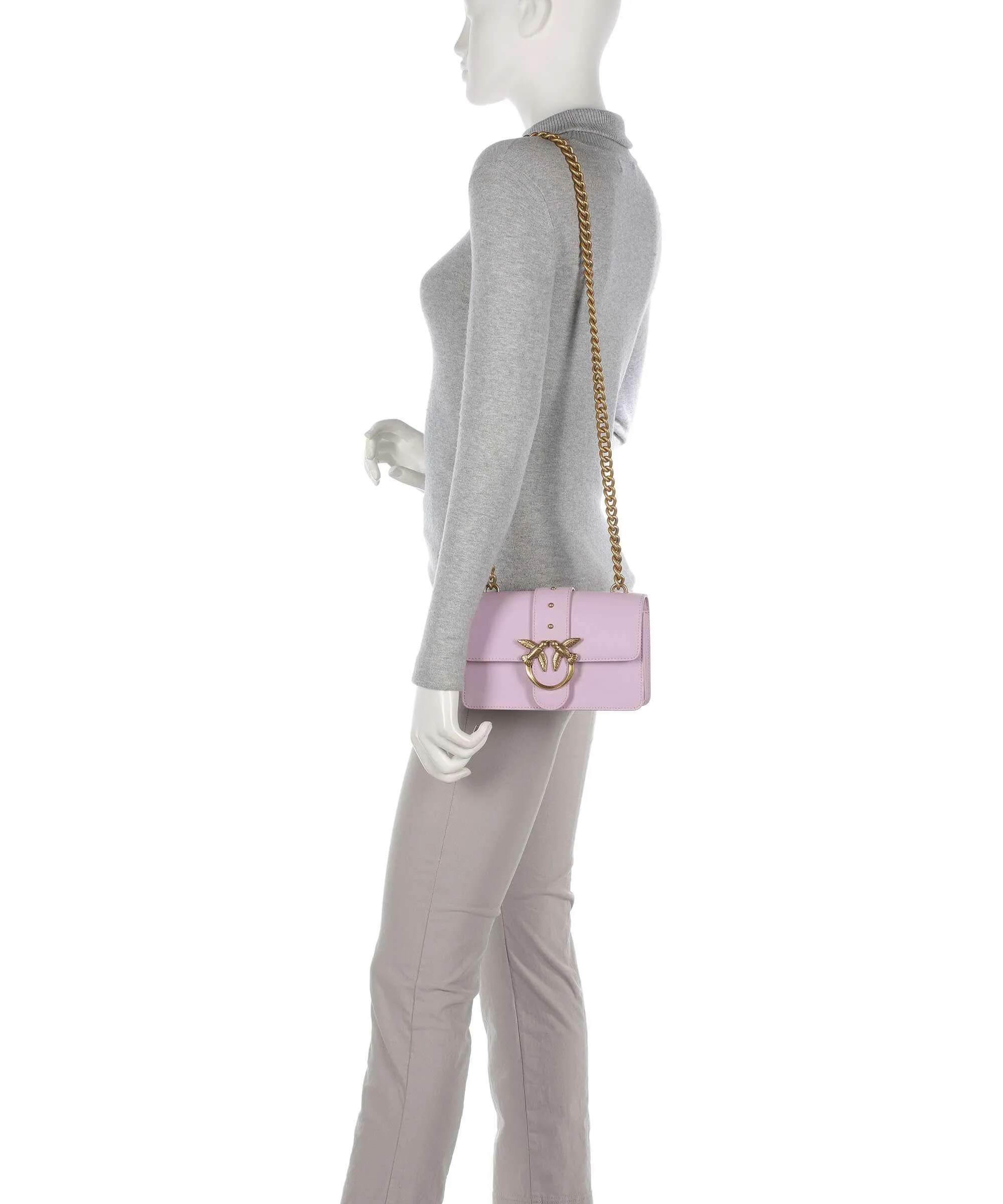  Pinko Love One Mini Borsa a tracolla pelle di vacchetta finemente grana viola  