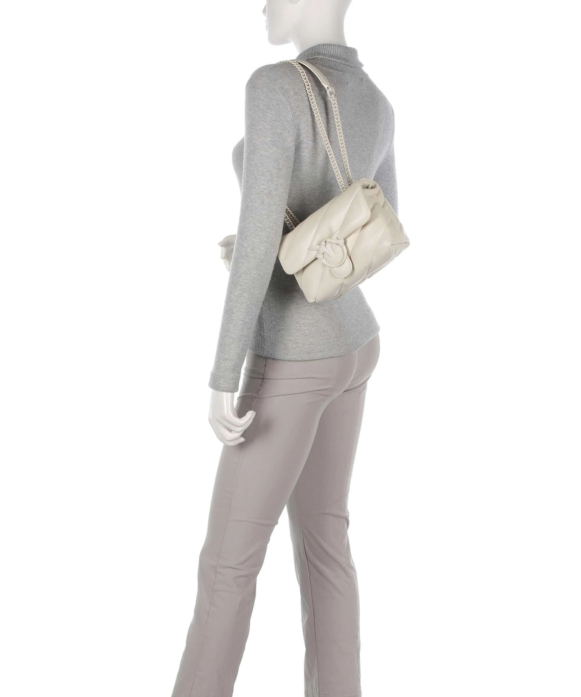  Pinko Love Puff Mini Borsa a spalla pelle di pecora avorio  