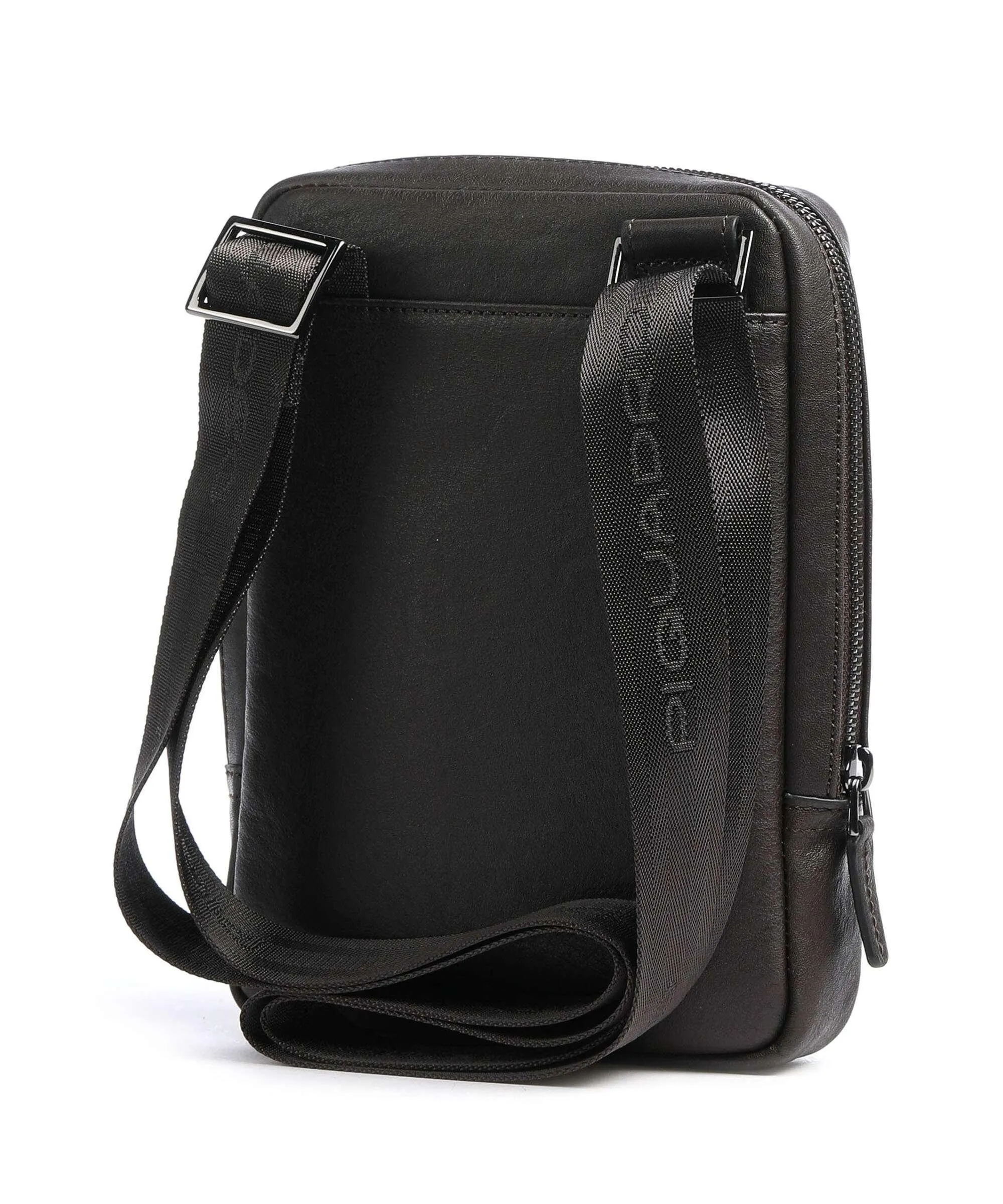  Piquadro Black Square Borsa a tracolla pelle di vacchetta grana marrone scuro  